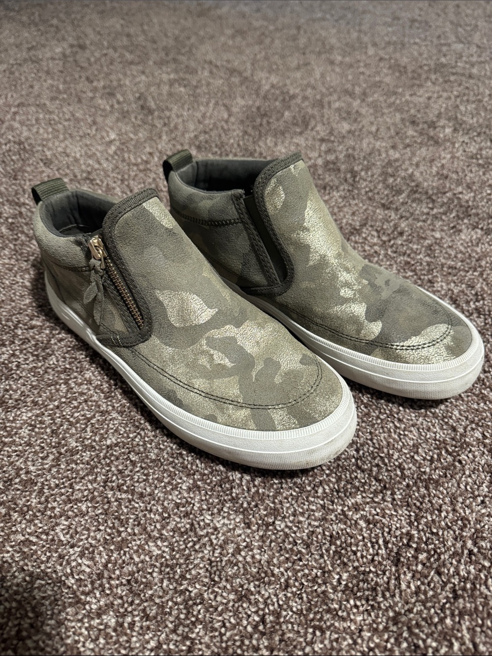 Sperry Olive Green Camo Slip-On Sneakers